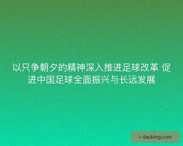 以只争朝夕的精神深入推进足球改革 促进中国足球全面振兴与长远发展